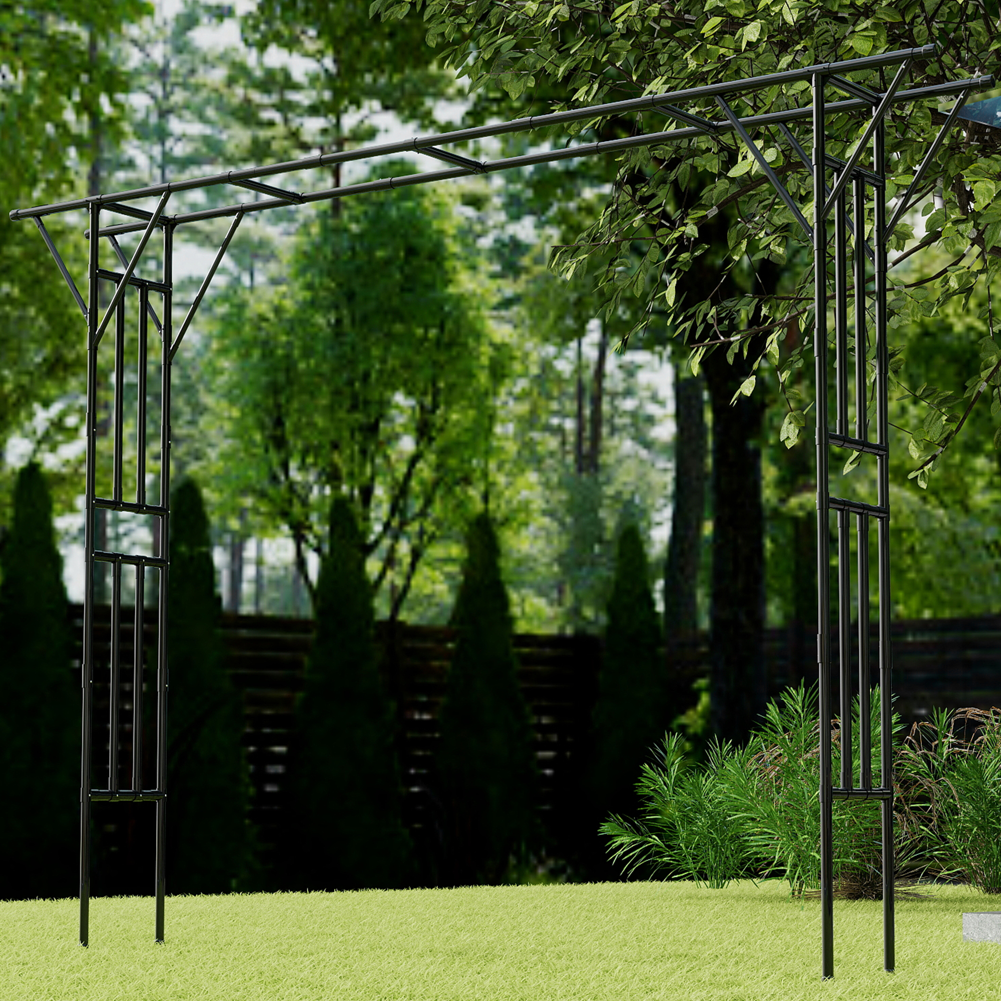 Black Flat Top Garden Arch Trellis main image