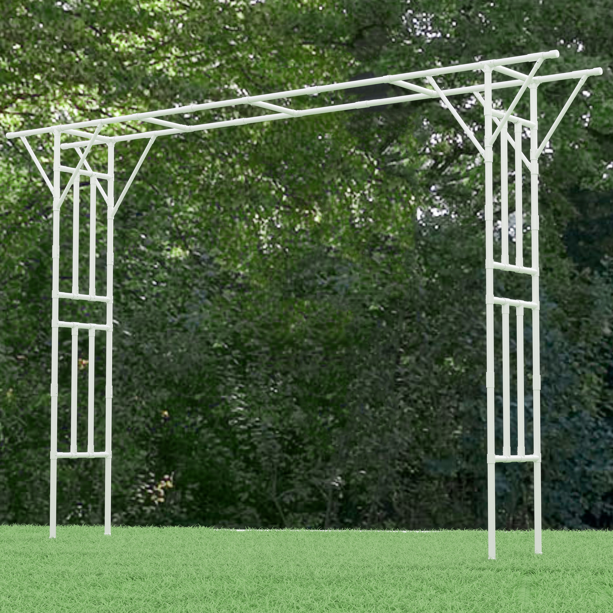 White Flat Top Garden Arch Trellis main image