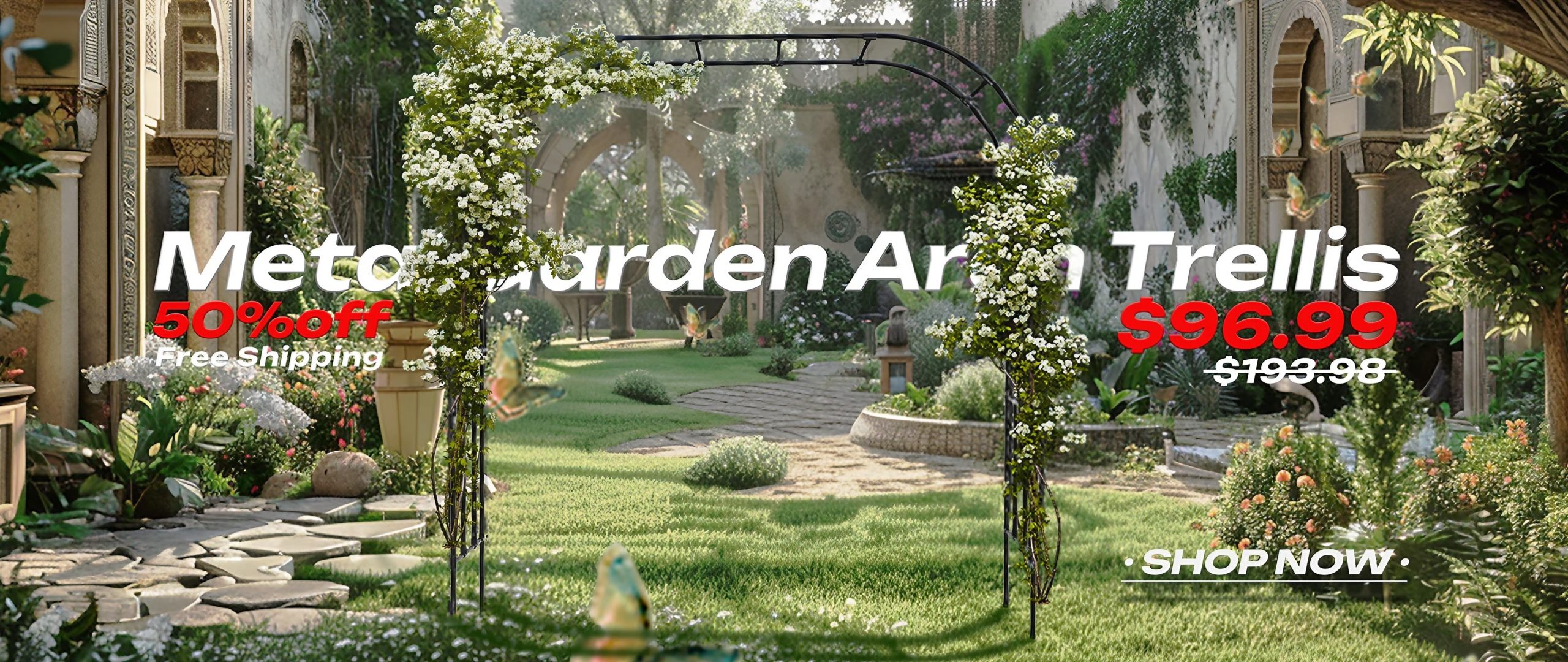 Metal Garden Arch Trellis 50%off,Suitable for backyard, garden, farm