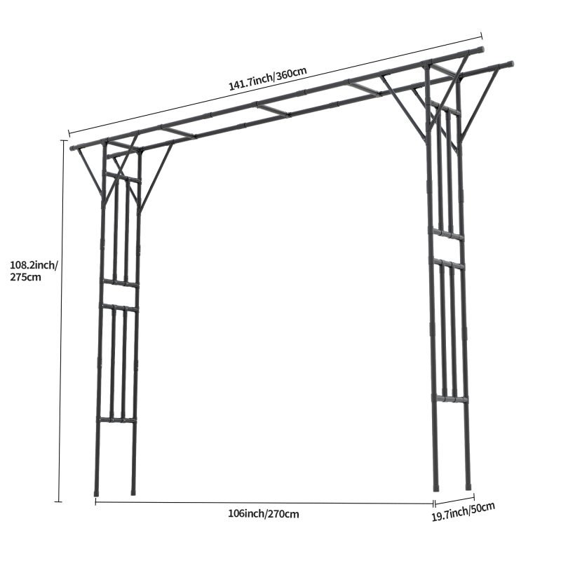 Black Flat Top Garden Arch Trellis Size