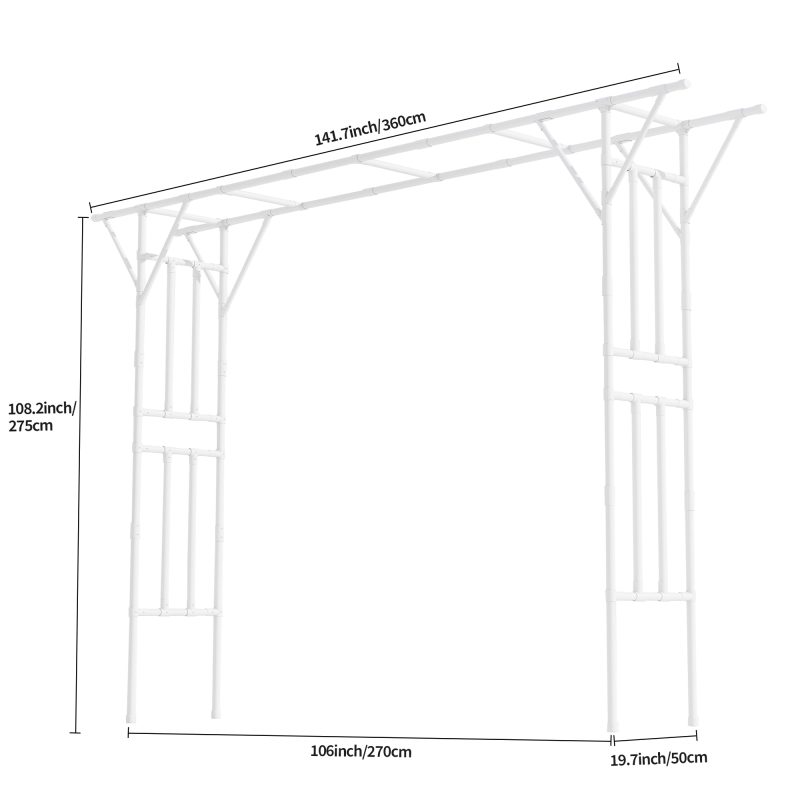 White Flat Top Garden Arch Trellis Size