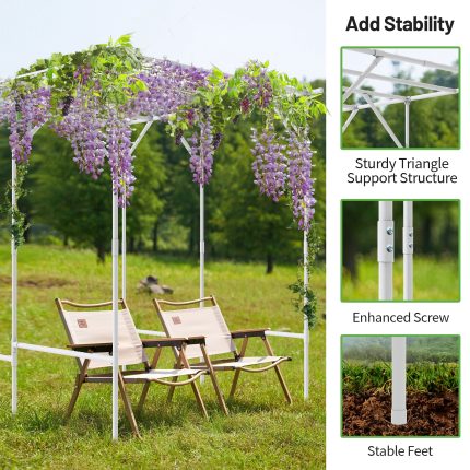White Extra Tall Grape Vine Trellis inserted into the ground