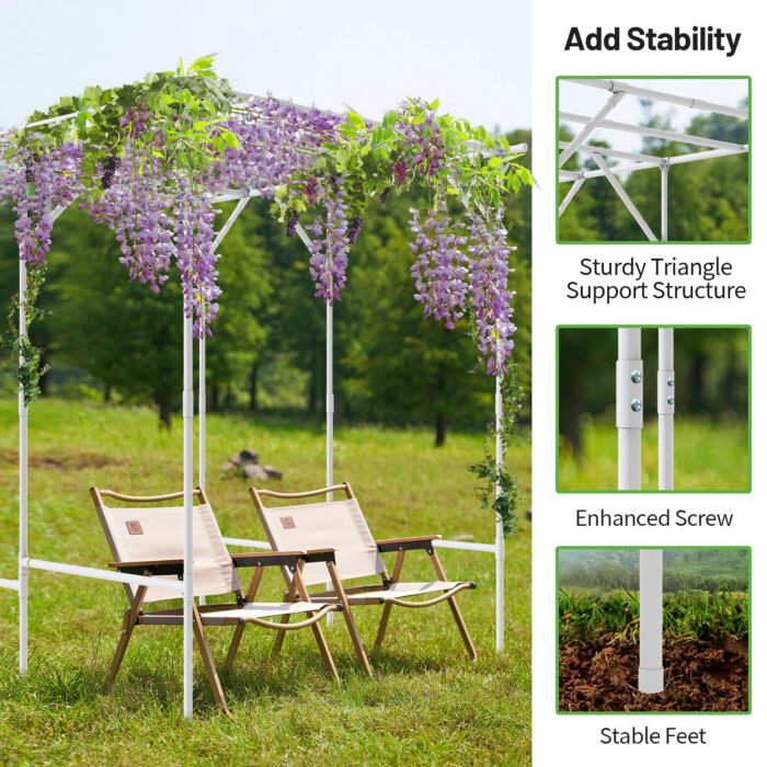 White Extra Tall Grape Vine Trellis inserted into the ground White Extra Tall Grape Vine Trellis inserted into the ground