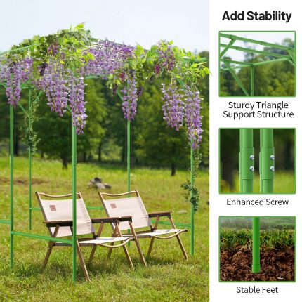 Green Extra Tall Grape Vine Trellis inserted into the ground