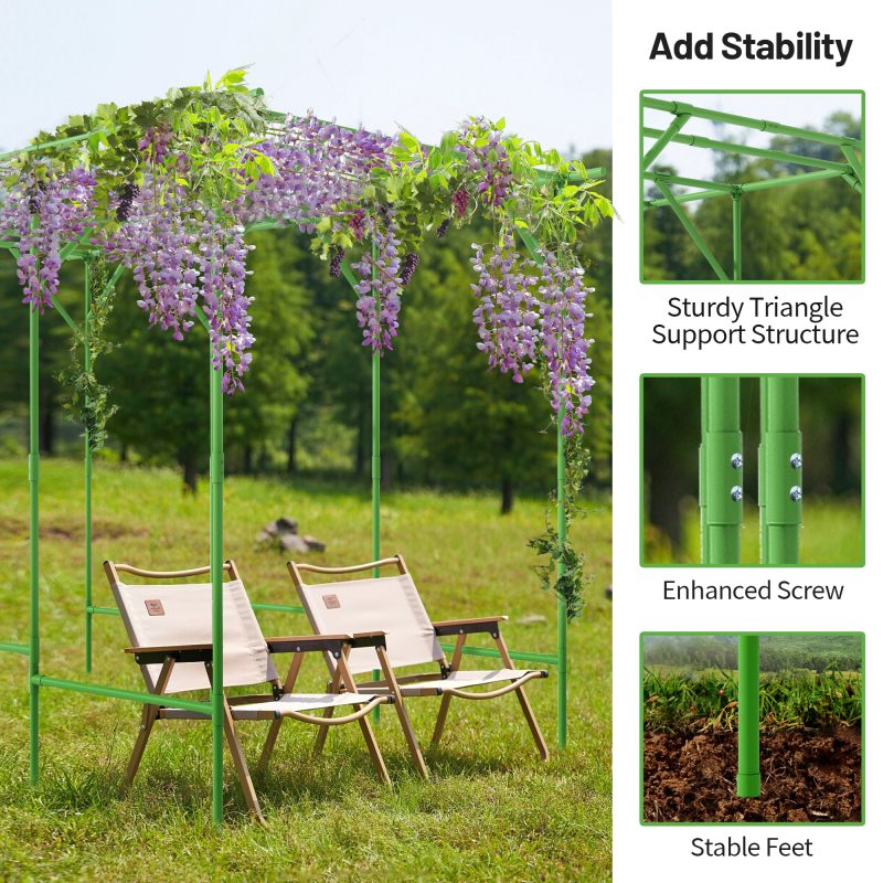 Green Extra Tall Grape Vine Trellis inserted into the ground