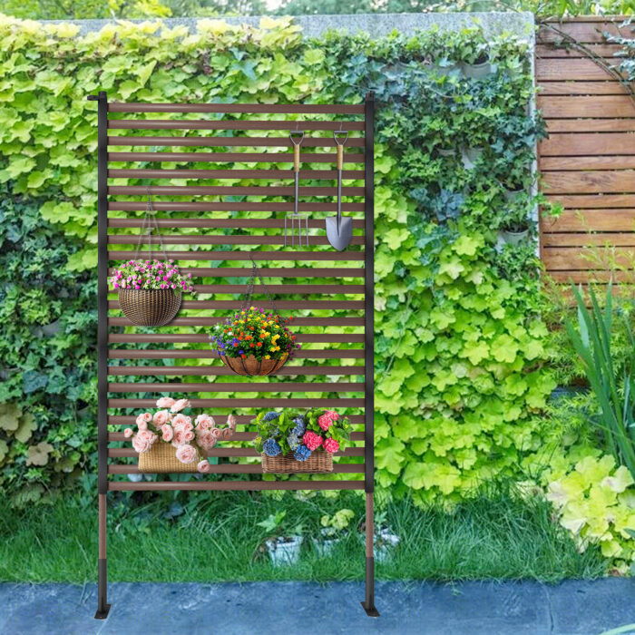 The privacy screen is located by the wall