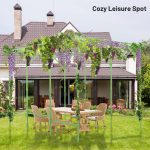 Green Extra Tall Grape Vine Trellis in front of the door