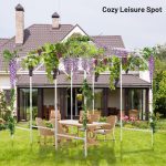 White Extra Tall Grape Vine Trellis in front of the door