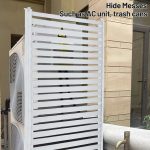 White Outdoor Privacy Screen covers the air conditioning outdoor unit