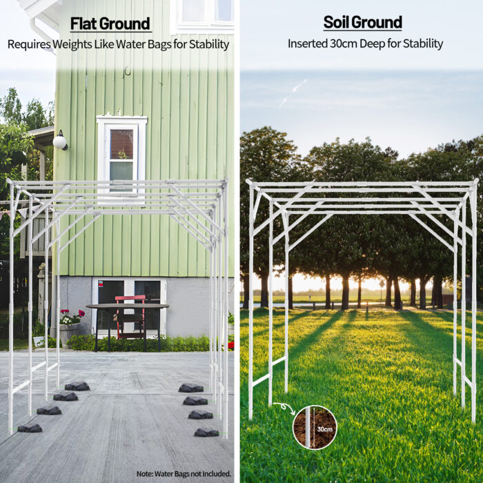 White Extra Tall Grape Vine Trellis in Grassland White Extra Tall Grape Vine Trellis in Grassland