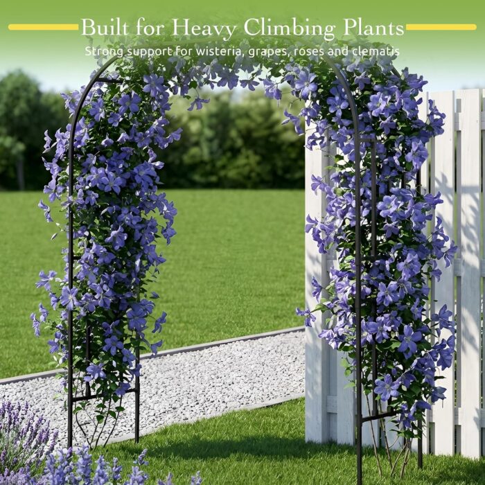 Square tube garden arch trellis — lifestyle