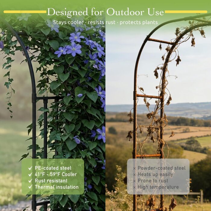 Square tube garden arch trellis — in use