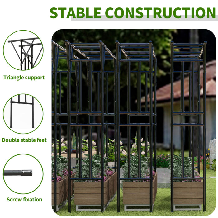 Flat top garden arch trellis stable construction
