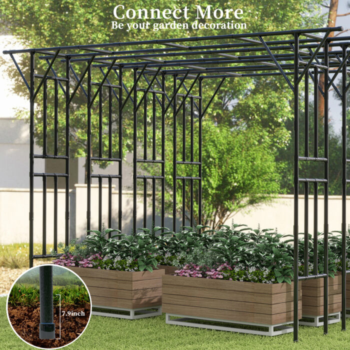 Black flat top garden arch trellis for garden decoration