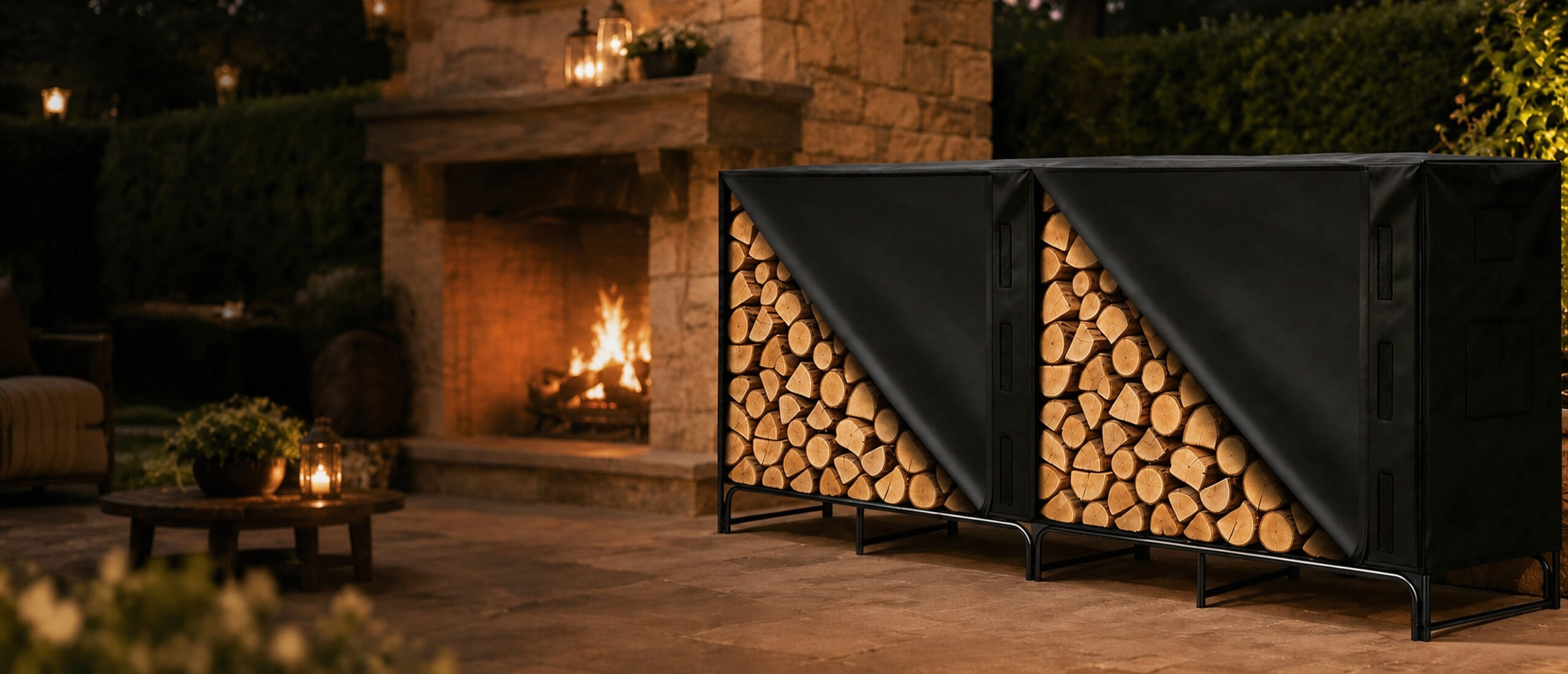 4FT Heavy Duty Firewood Rack with Cover – Indoor/Outdoor Log Holder Storage Set