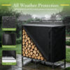 Waterproof cover detail on a indoor outdoor firewood log holder storage set