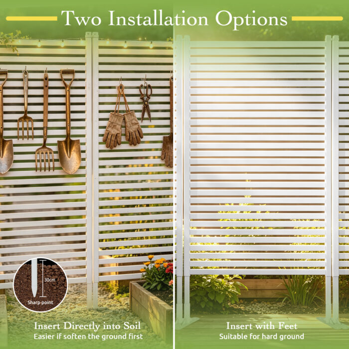 White Outdoor Privacy Screen-5 Two installation methods for the feet of White Outdoor Privacy Screen