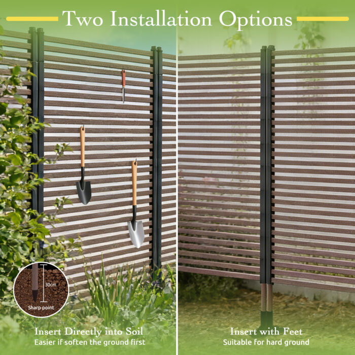 Two installation methods for the feet of Brown Outdoor Privacy Screen Two installation methods for the feet of Brown Outdoor Privacy Screen